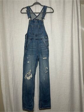 Abercrombie & Fitch Women's XXS Blue Denim Overalls Sleeveless Button Pockets